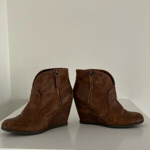 Cupid Brown Wedge Ankle Boots